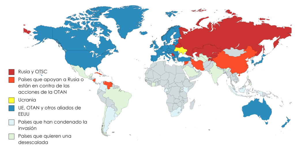 Mapa con todas las reacciones por países del mundo.