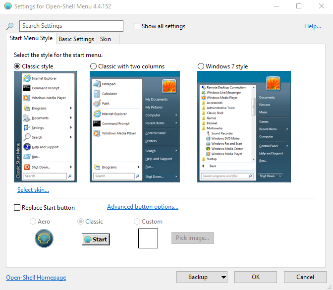 Imagen con la configuración de OpenShell. Tecnógrafos.