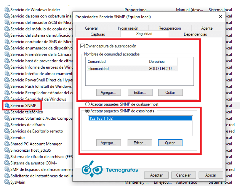Configuración del protocolo SNMP en Windows - Tecnógrafos